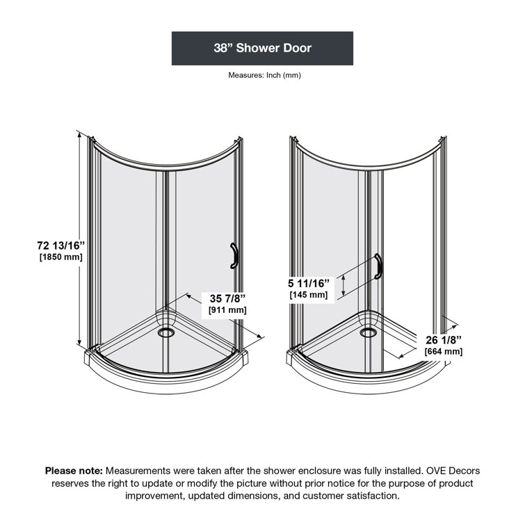 Breeze 38'' Round Nickel Framed Clear Glass Shower Kit with Base