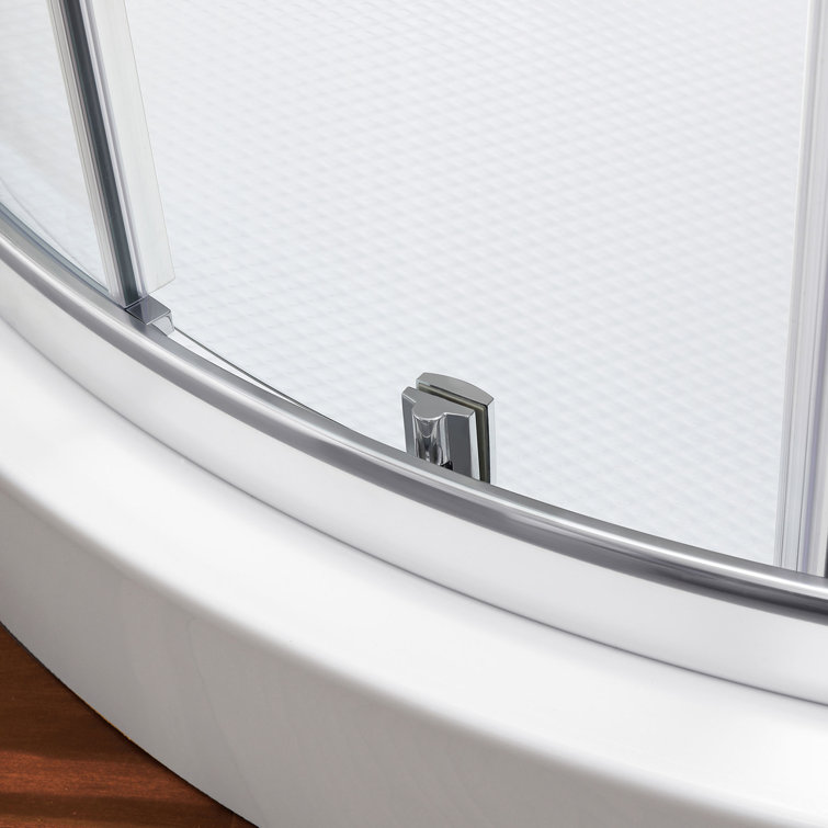 Breeze 38'' Round Nickel Framed Clear Glass Shower Kit with Base