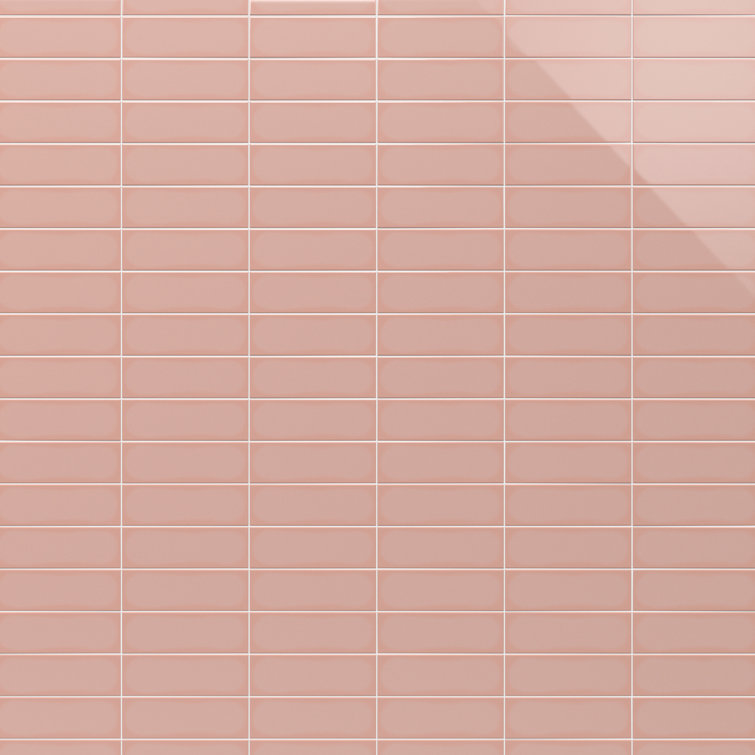 Pink Polished Porcelain Subway Wall Tile 3.93 x 11.81 in