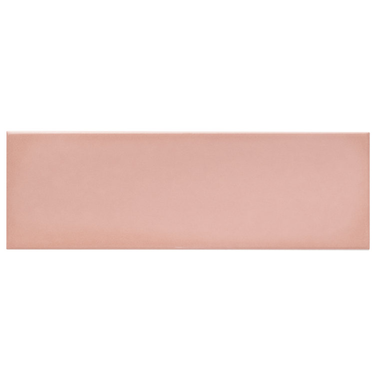 Pink Polished Porcelain Subway Wall Tile 3.93 x 11.81 in