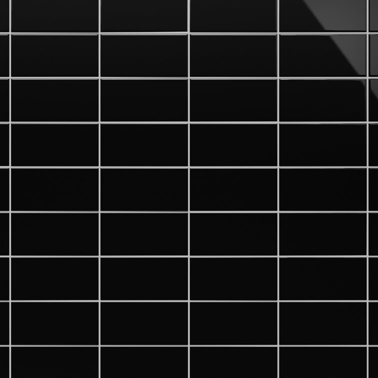 Abbey Road Polished Black Porcelain Subway Wall Tile