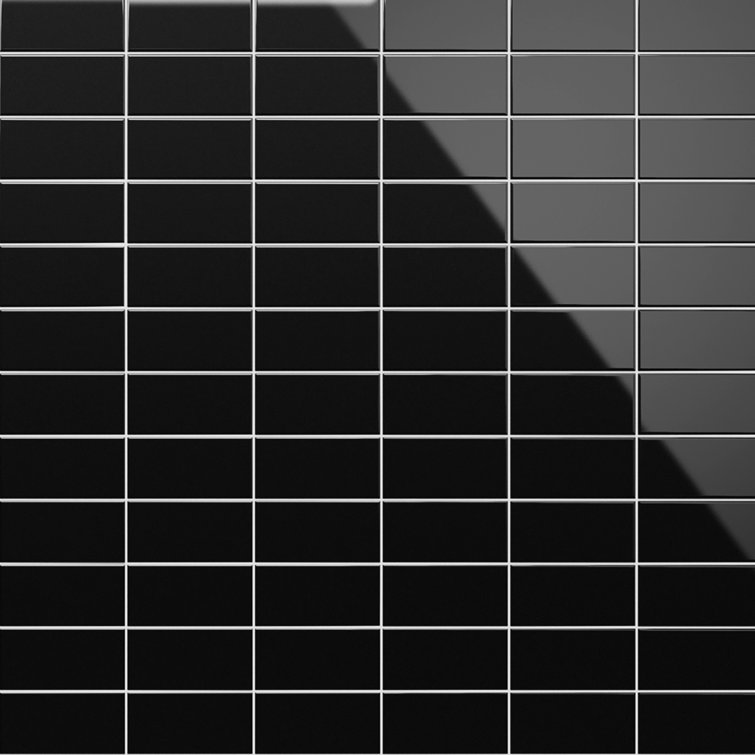 Abbey Road Polished Black Porcelain Subway Wall Tile