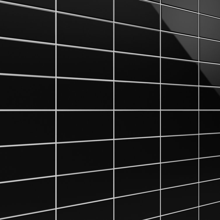 Abbey Road Polished Black Porcelain Subway Wall Tile
