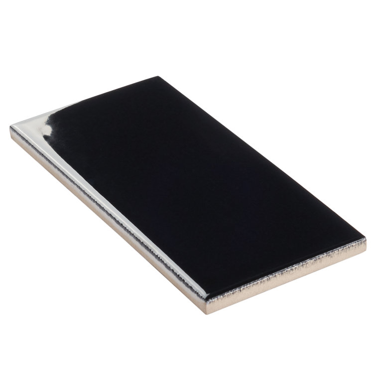 Abbey Road Polished Black Porcelain Subway Wall Tile