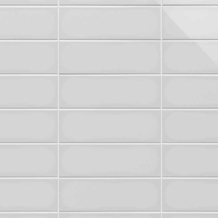 Light Gray Polished Porcelain Subway Wall Tile 3.93 x 11.81 in