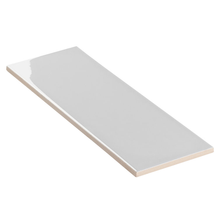 Light Gray Polished Porcelain Subway Wall Tile 3.93 x 11.81 in