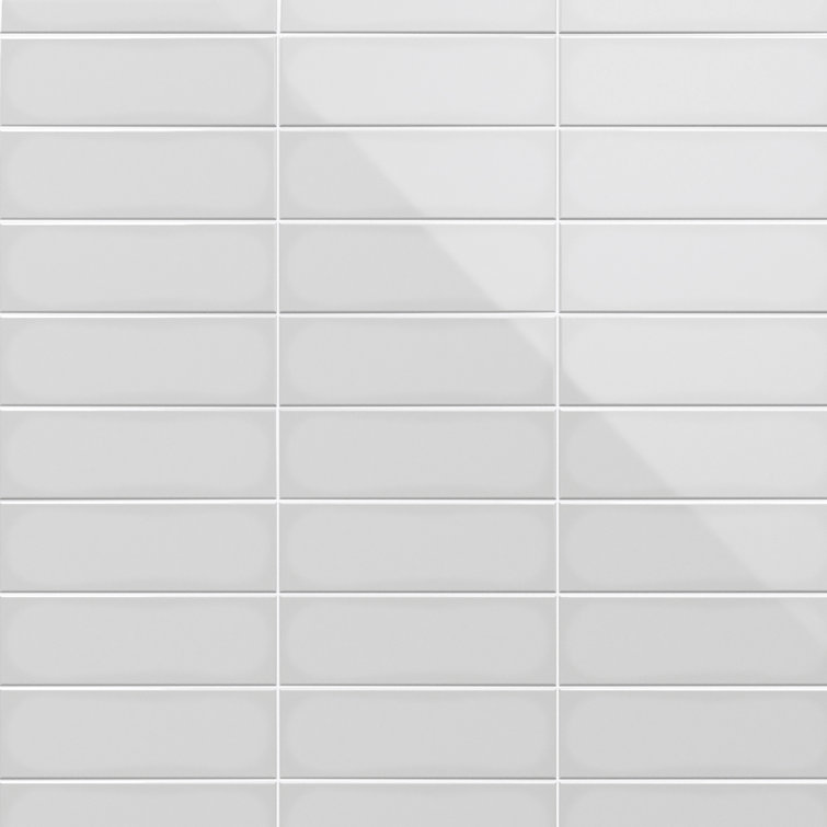Light Gray Polished Porcelain Subway Wall Tile 3.93 x 11.81 in