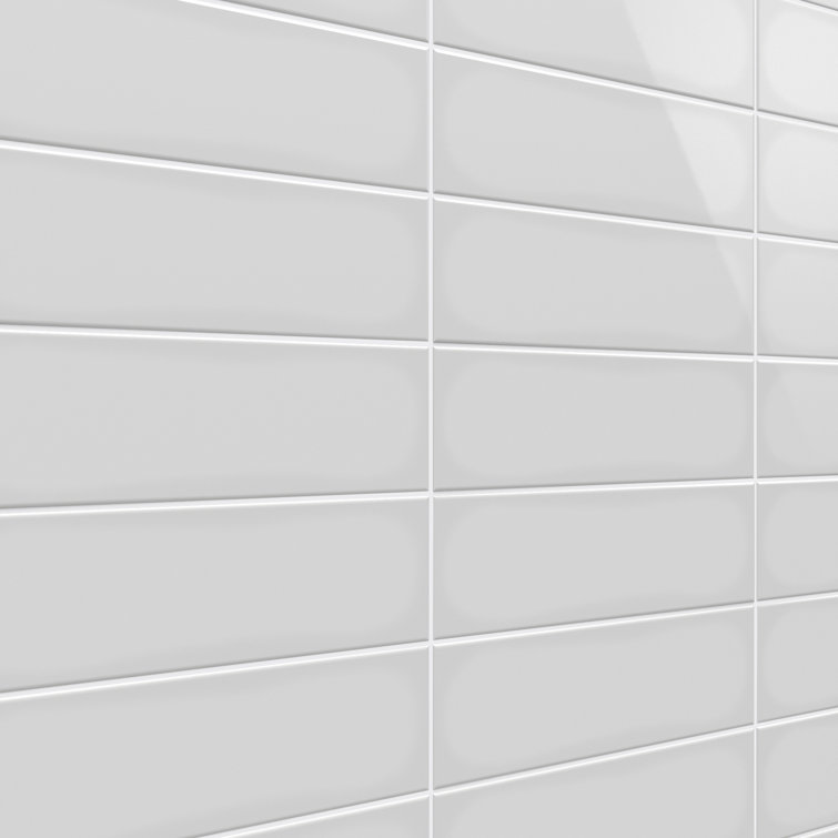 Light Gray Polished Porcelain Subway Wall Tile 3.93 x 11.81 in