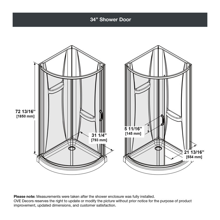 Breeze 34" Frosted Glass Round Sliding Shower Kit with Acrylic Base