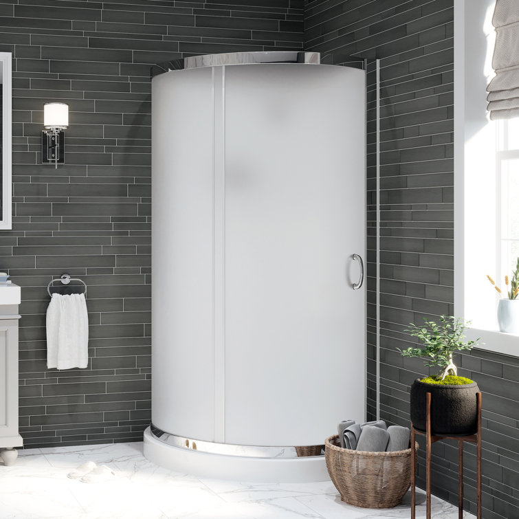 36 in. Frosted Glass Corner Shower Kit with Chrome Finish