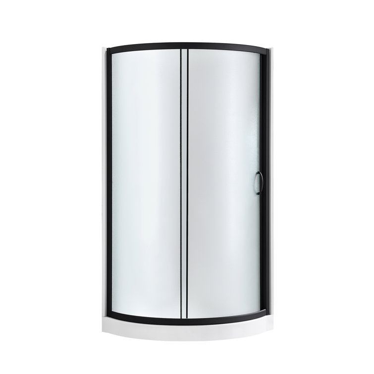 Matte Black Frosted Glass Round Corner Shower Kit