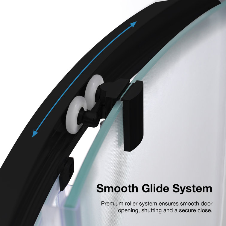 Matte Black Frosted Glass Round Corner Shower Kit