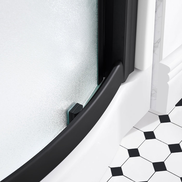 Matte Black Frosted Glass Round Corner Shower Kit