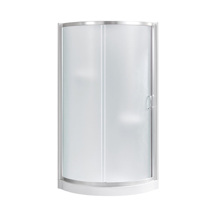 Breeze 34" Frosted Glass Round Corner Shower Kit with Nickel Hardware
