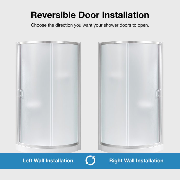 Breeze 34" Frosted Glass Round Corner Shower Kit with Nickel Hardware