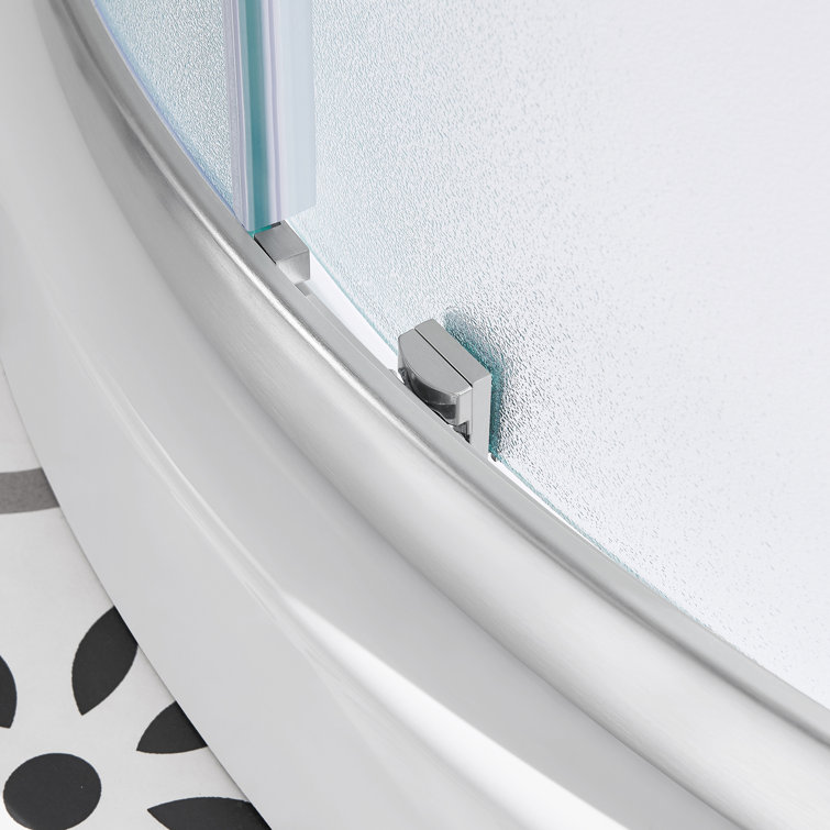 Breeze 34" Frosted Glass Round Corner Shower Kit with Nickel Hardware
