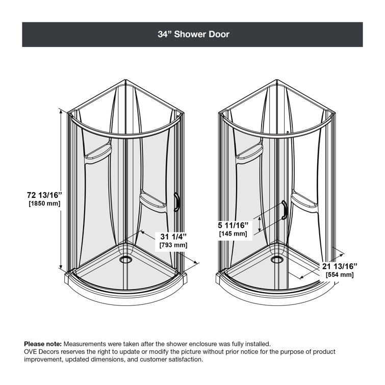 Breeze 34" Frosted Glass Round Corner Shower Kit with Nickel Hardware