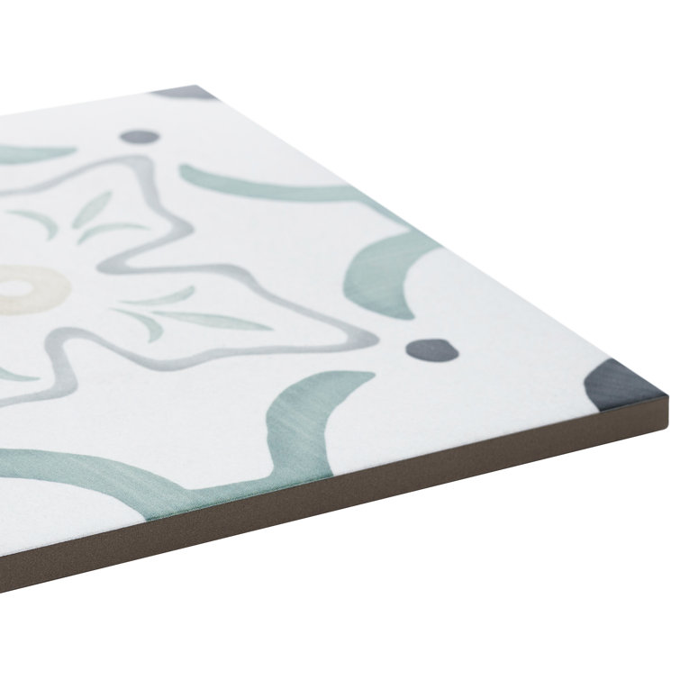 Agave Flora Green and Gray Matte Porcelain Floor and Wall Tile