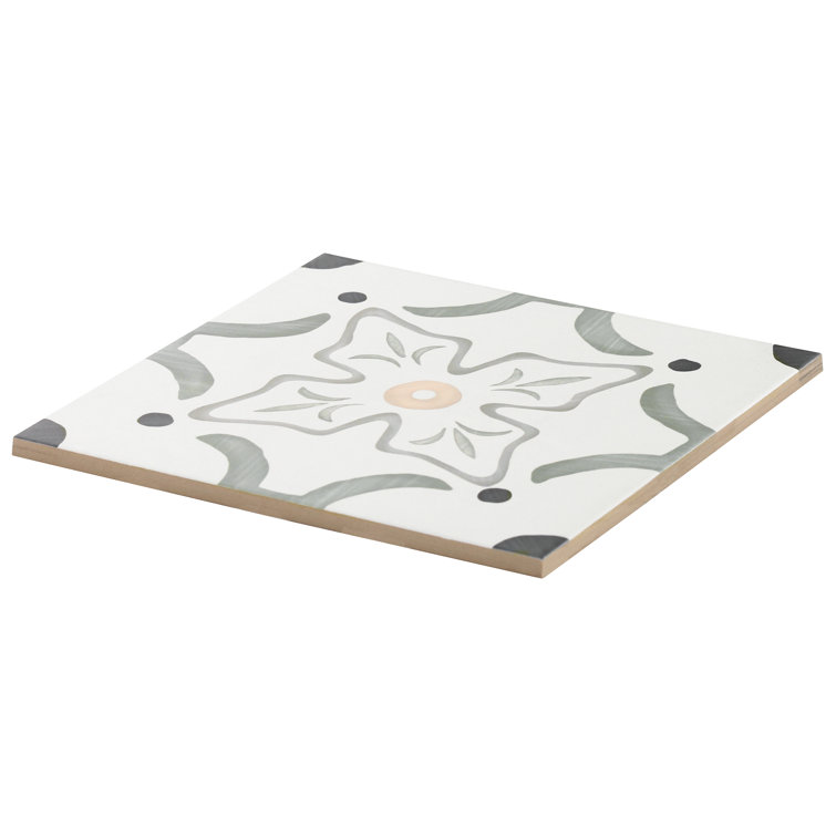 Agave Flora Green and Gray Matte Porcelain Floor and Wall Tile