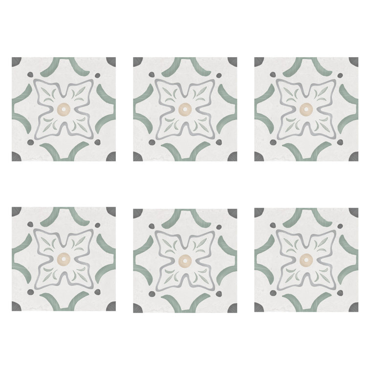 Agave Flora Green and Gray Matte Porcelain Floor and Wall Tile