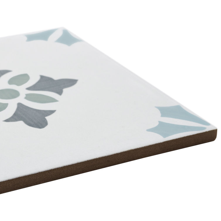 Agave 8.77" Blue and Gray Matte Porcelain Tile