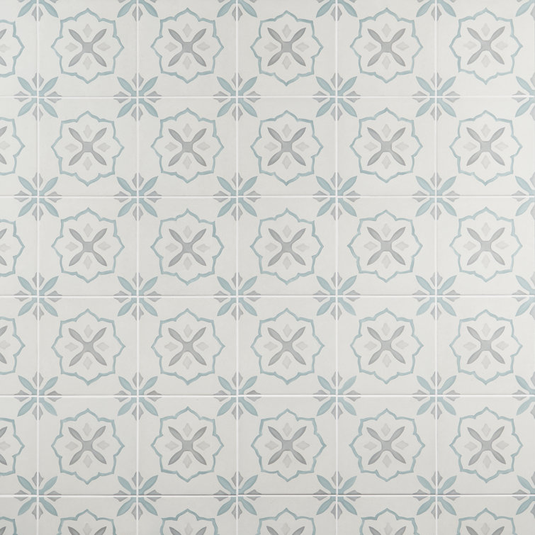 Stella Blue and Gray Matte Porcelain Encaustic Tile