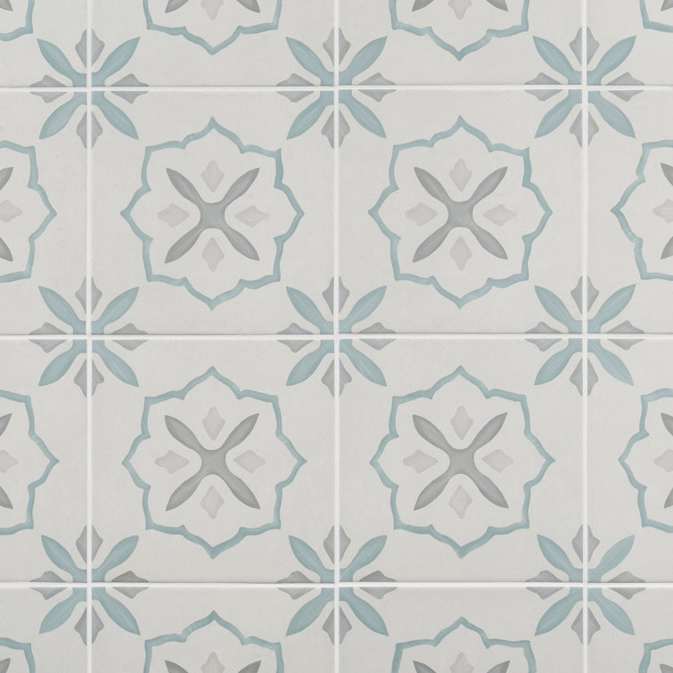 Stella Blue and Gray Matte Porcelain Encaustic Tile