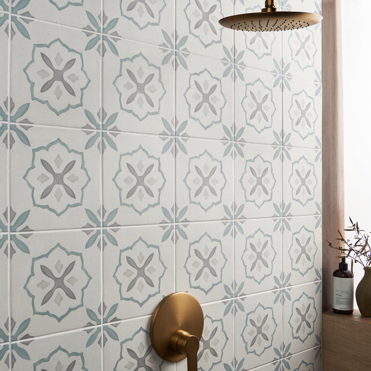 Stella Blue and Gray Matte Porcelain Encaustic Tile