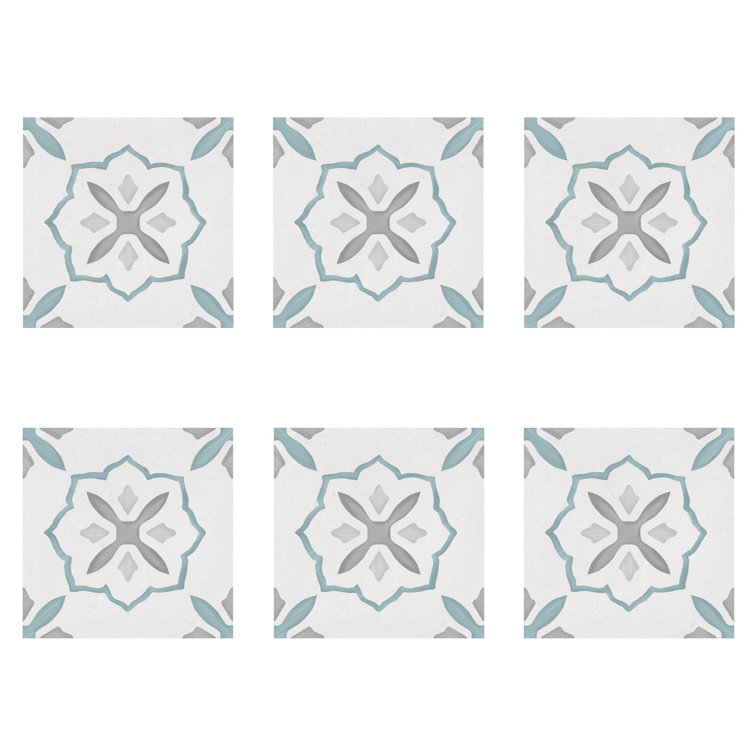 Stella Blue and Gray Matte Porcelain Encaustic Tile