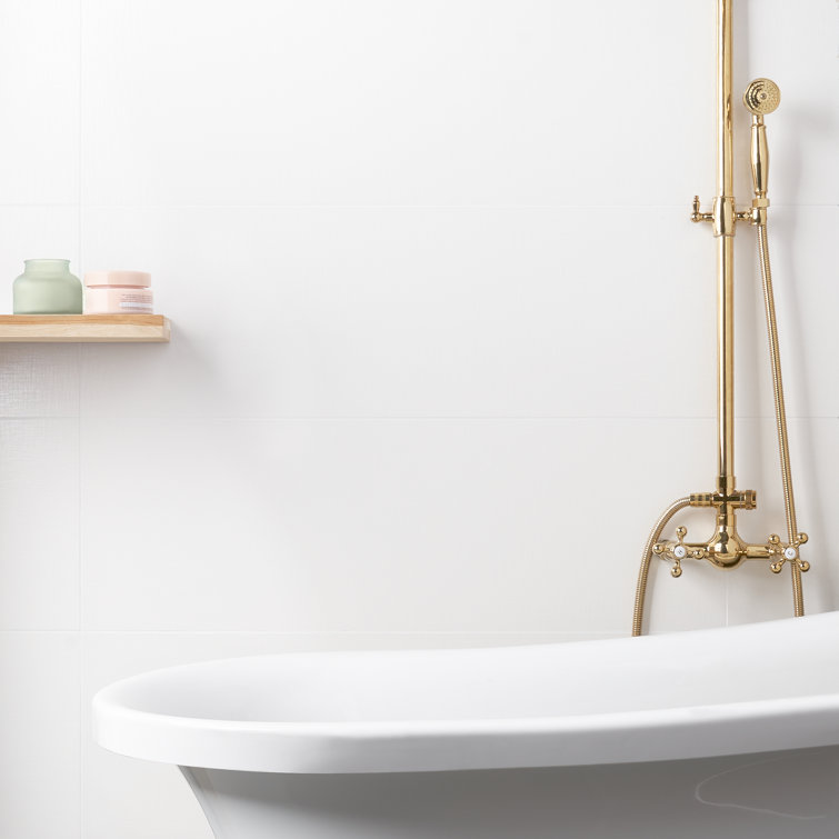 Concha 12" x 36" Polished White Ceramic Tile