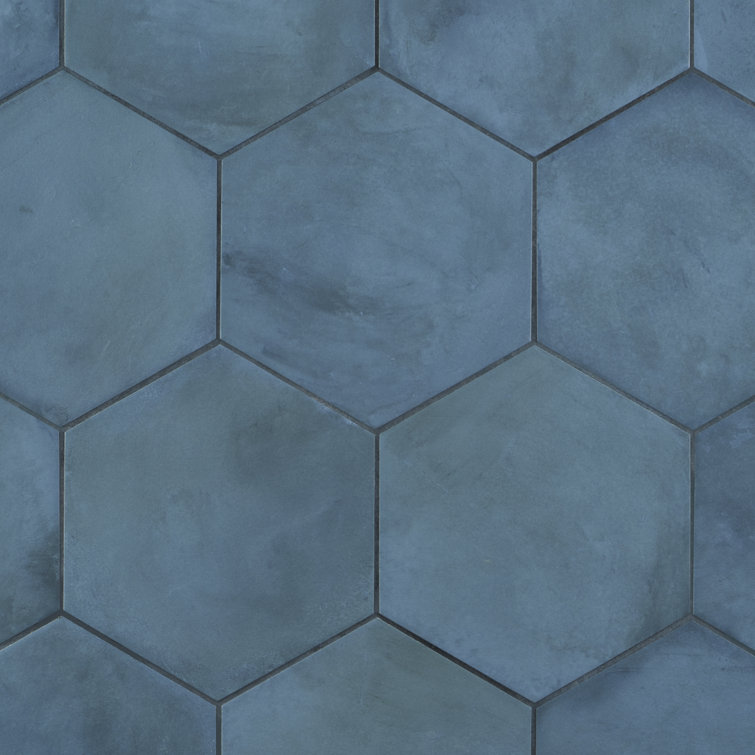 Matte Blue Hexagonal Porcelain Floor and Wall Tile