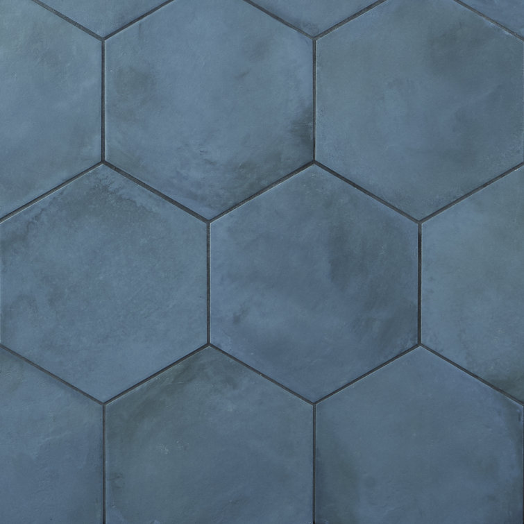 Matte Blue Hexagonal Porcelain Floor and Wall Tile