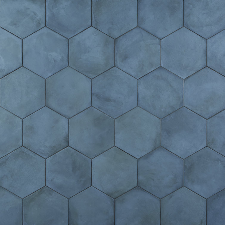 Matte Blue Hexagonal Porcelain Floor and Wall Tile
