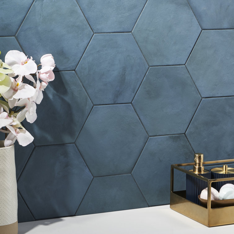 Matte Blue Hexagonal Porcelain Floor and Wall Tile