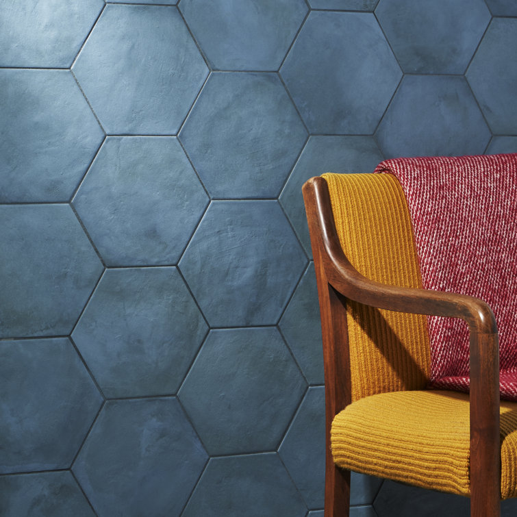 Matte Blue Hexagonal Porcelain Floor and Wall Tile