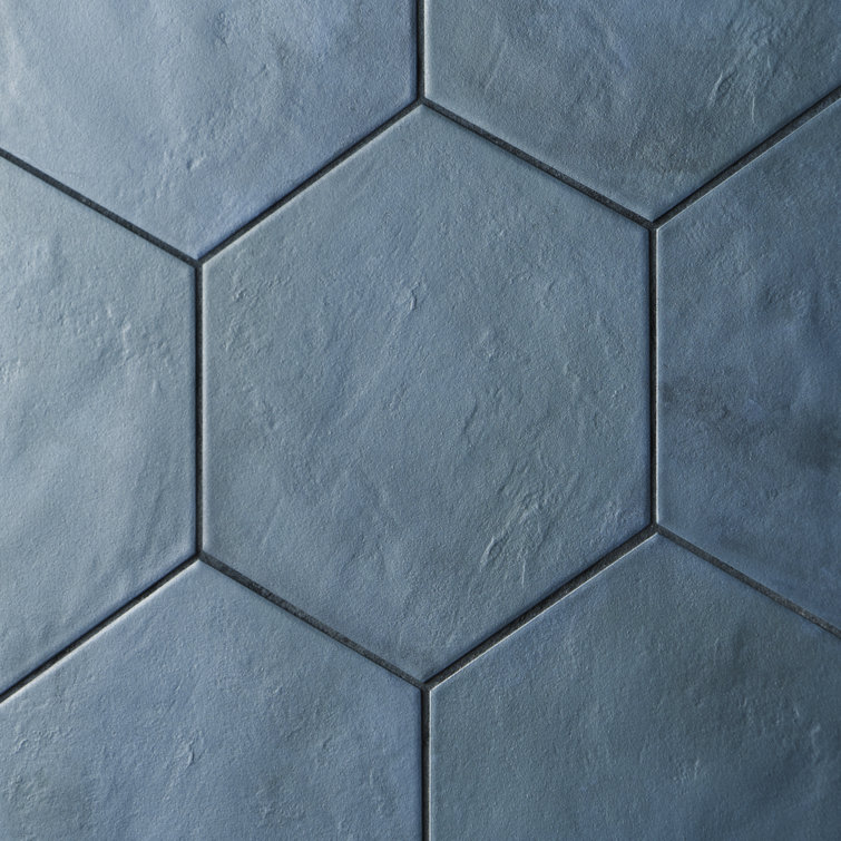 Matte Blue Hexagonal Porcelain Floor and Wall Tile
