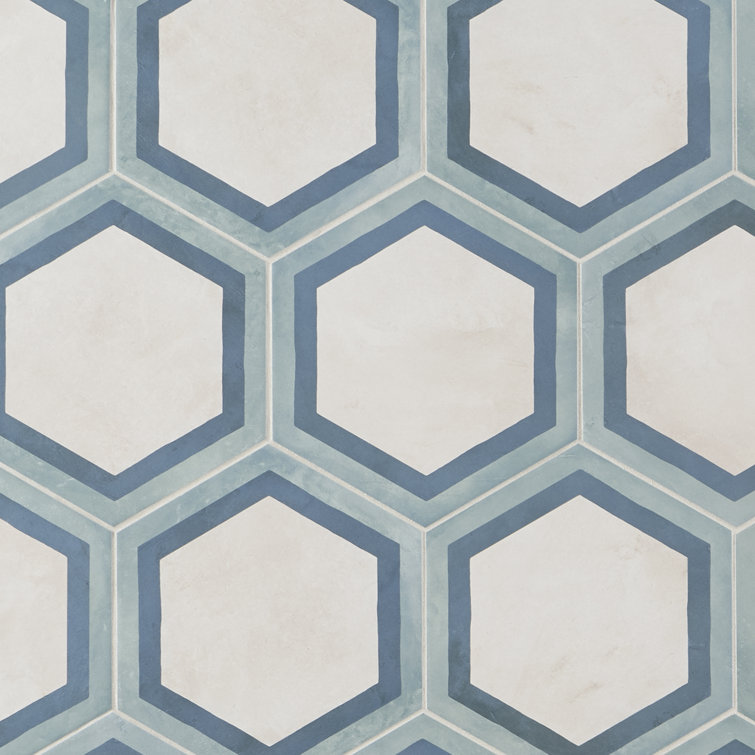 Dash Deco Ocean Cielo Matte Hexagon Porcelain Floor and Wall Tile