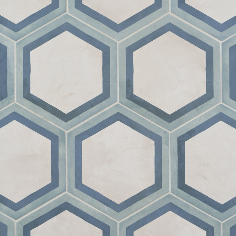 Dash Deco Ocean Cielo Matte Hexagon Porcelain Floor and Wall Tile