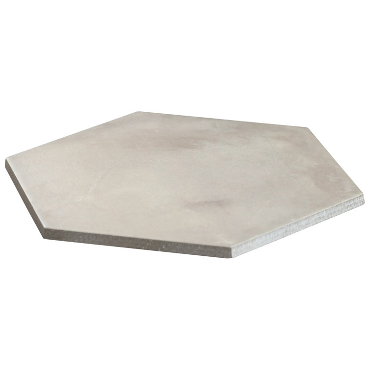 Matte Gray Hexagonal Porcelain Floor and Wall Tile, 8.5 x 9.84 in