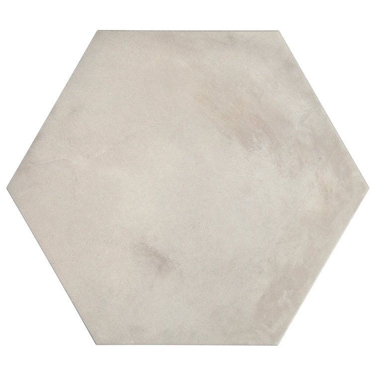 Matte Gray Hexagonal Porcelain Floor and Wall Tile, 8.5 x 9.84 in