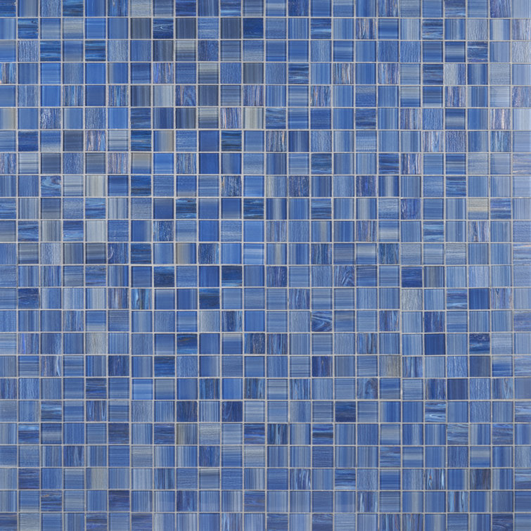 Toluca 12'' x 12'' Polished Blue Glass Mosaic Tile