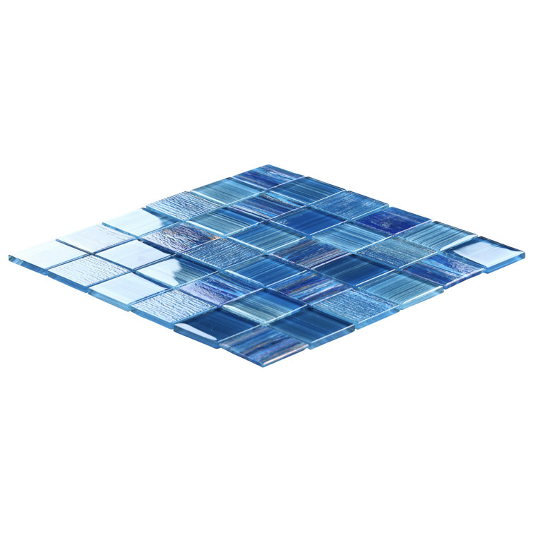 Toluca 12'' x 12'' Polished Blue Glass Mosaic Tile