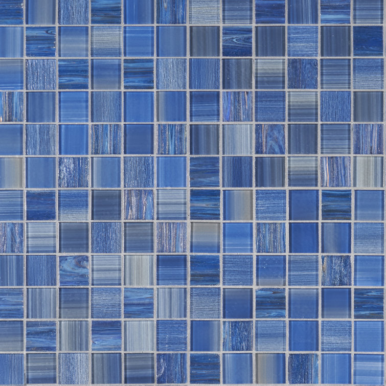 Toluca 12'' x 12'' Polished Blue Glass Mosaic Tile