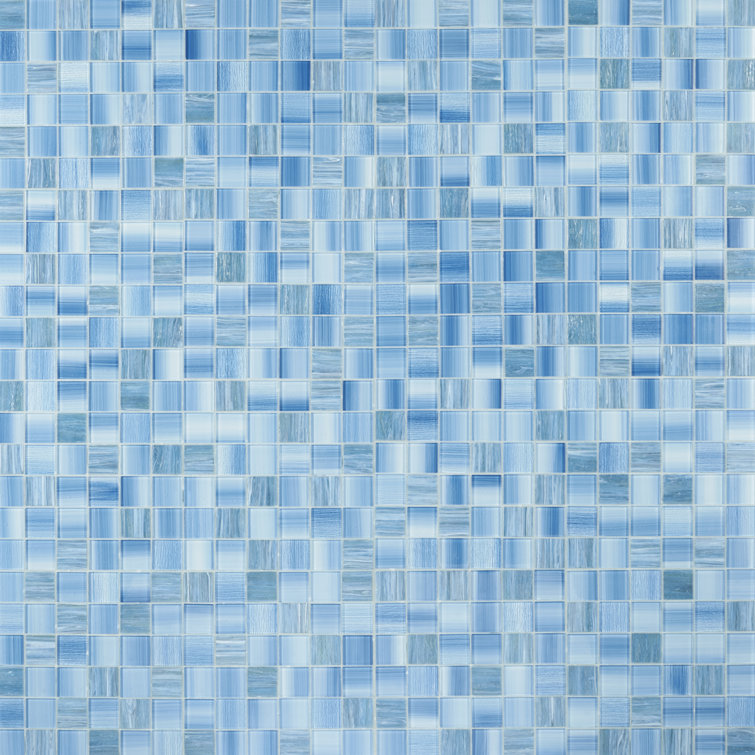Toluca 12'' x 12'' Polished Blue Glass Mosaic Tile