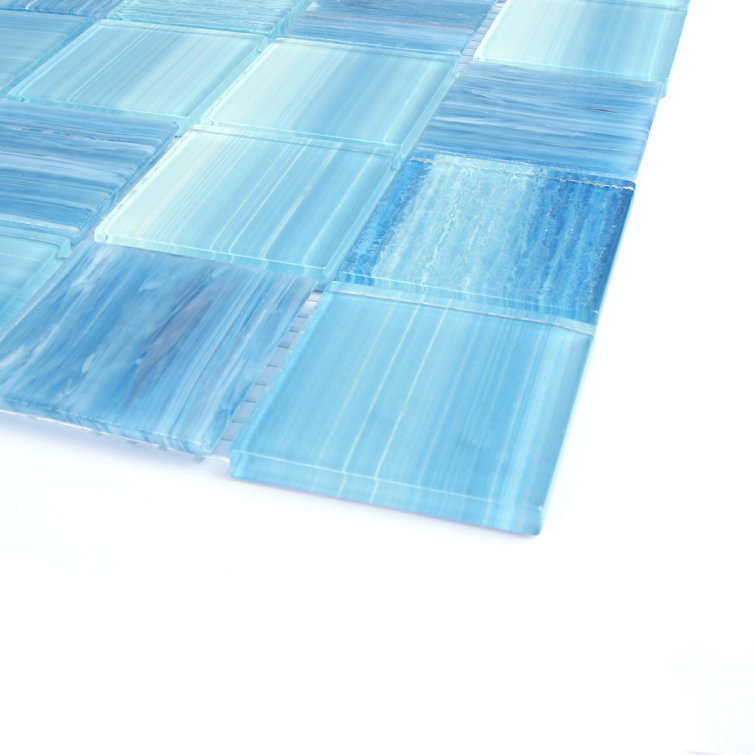 Toluca 12'' x 12'' Polished Blue Glass Mosaic Tile