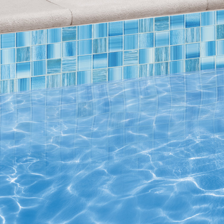 Toluca 12'' x 12'' Polished Blue Glass Mosaic Tile