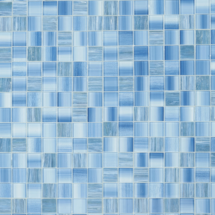 Toluca 12'' x 12'' Polished Blue Glass Mosaic Tile