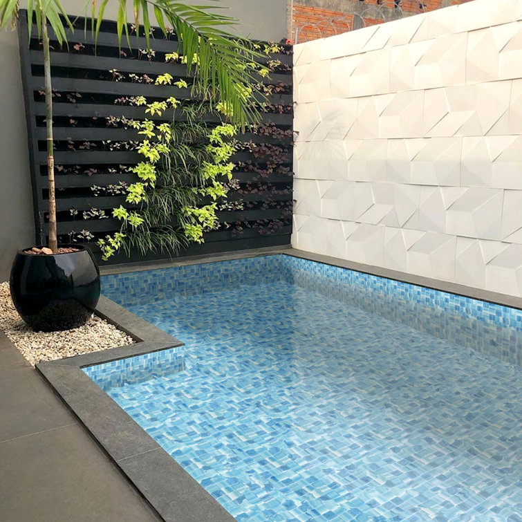 Toluca 12'' x 12'' Polished Blue Glass Mosaic Tile
