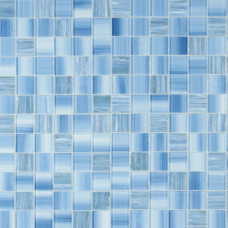 Toluca 12'' x 12'' Polished Blue Glass Mosaic Tile