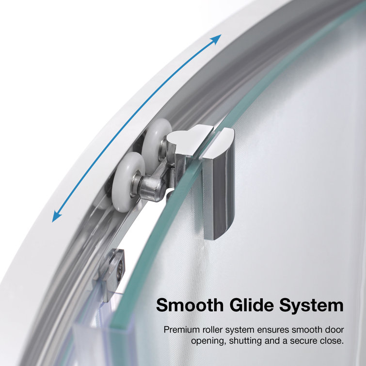 36" x 76" Round Frosted Glass Sliding Shower Kit with Acrylic Base